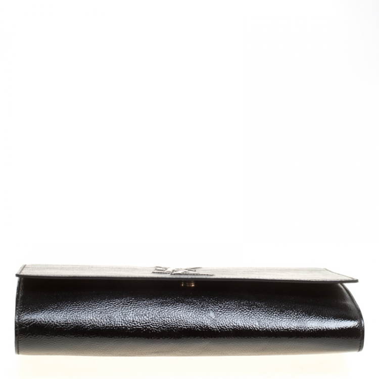 Pre Owned Saint Laurent Black Patent Leather Belle De Jour Flap Clutch