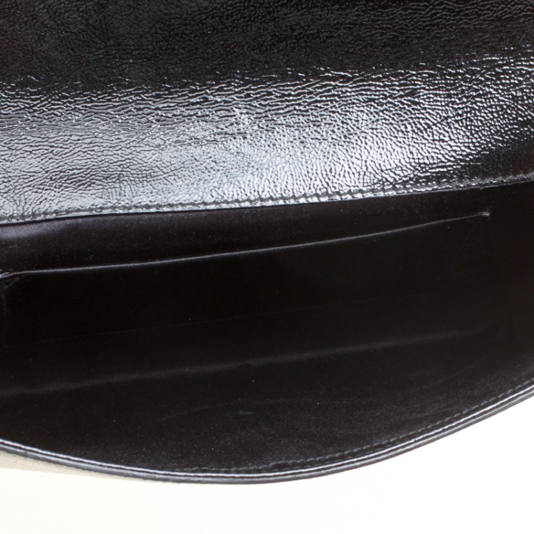 Pre Owned Saint Laurent Black Patent Leather Belle De Jour Flap Clutch