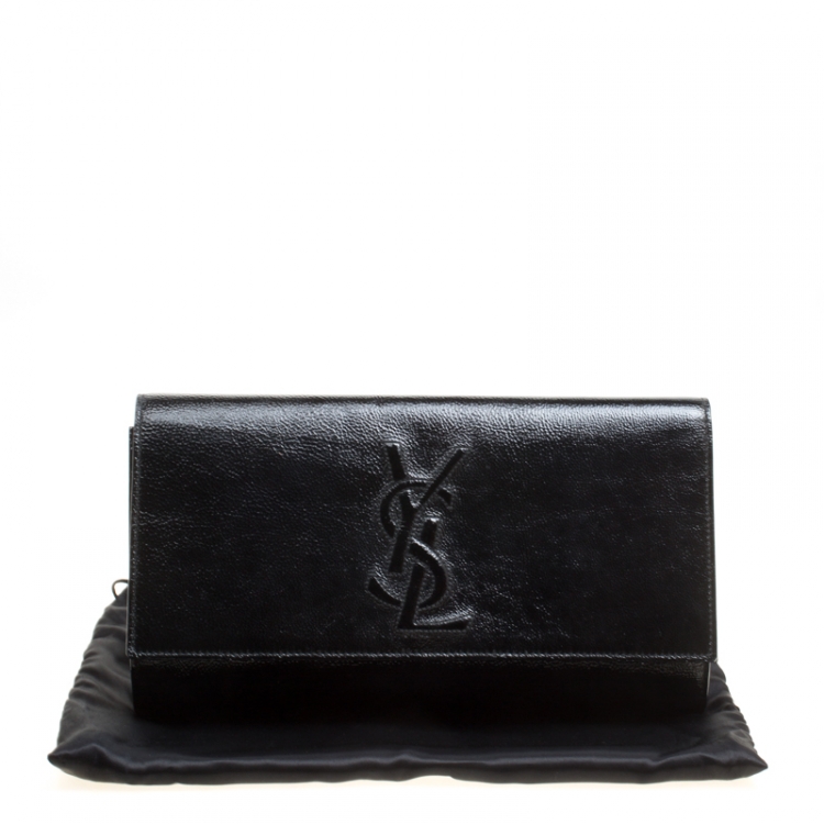 Pre Owned Saint Laurent Black Patent Leather Belle De Jour Flap Clutch