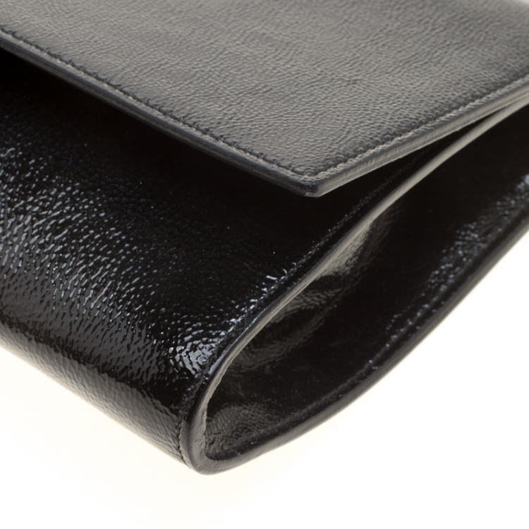 Pre Owned Saint Laurent Black Patent Leather Belle De Jour Flap Clutch