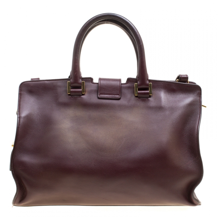 Pre Owned Saint Laurent Burgundy Leather Small Cabas Chyc Tote