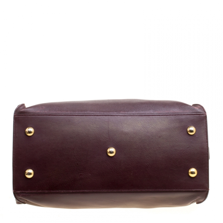 Pre Owned Saint Laurent Burgundy Leather Small Cabas Chyc Tote