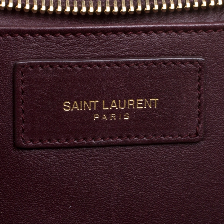 Pre Owned Saint Laurent Burgundy Leather Small Cabas Chyc Tote