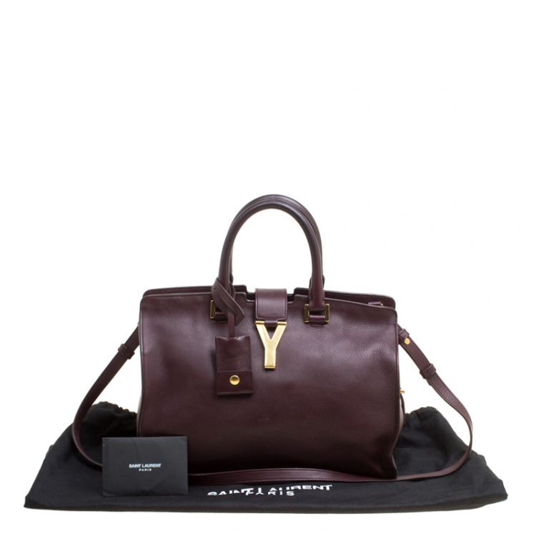 Pre Owned Saint Laurent Burgundy Leather Small Cabas Chyc Tote