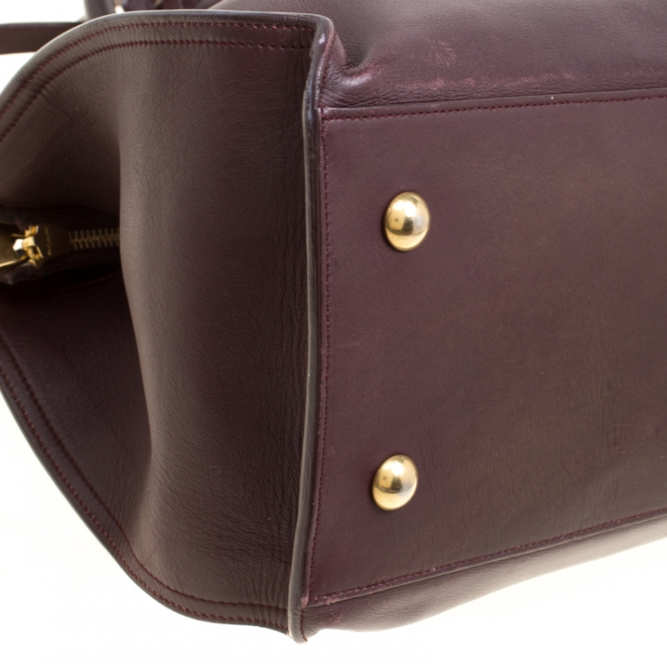 Pre Owned Saint Laurent Burgundy Leather Small Cabas Chyc Tote