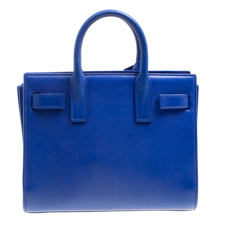 Pre Owned Saint Laurent Blue Leather Nano Classic Sac De Jour Tote