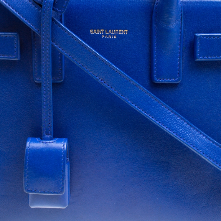 Pre Owned Saint Laurent Blue Leather Nano Classic Sac De Jour Tote
