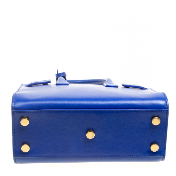 Pre Owned Saint Laurent Blue Leather Nano Classic Sac De Jour Tote