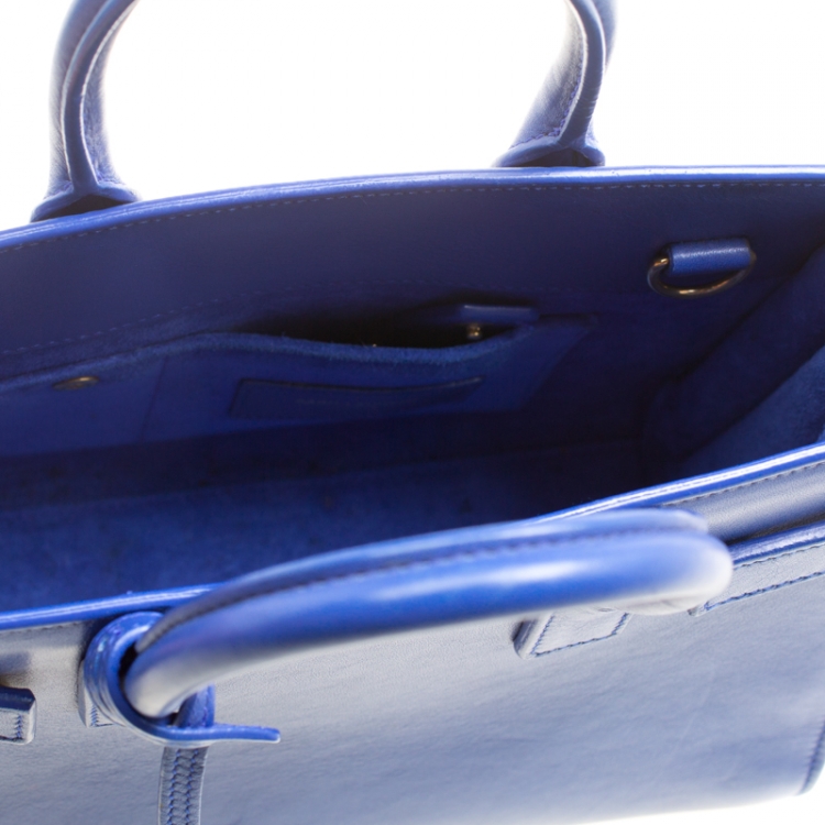 Pre Owned Saint Laurent Blue Leather Nano Classic Sac De Jour Tote