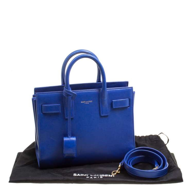 Pre Owned Saint Laurent Blue Leather Nano Classic Sac De Jour Tote