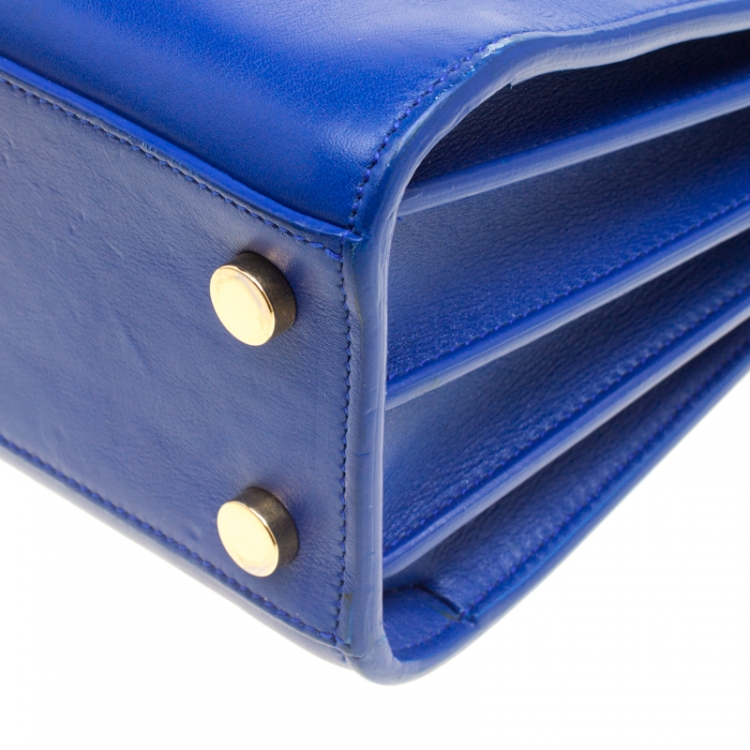 Pre Owned Saint Laurent Blue Leather Nano Classic Sac De Jour Tote