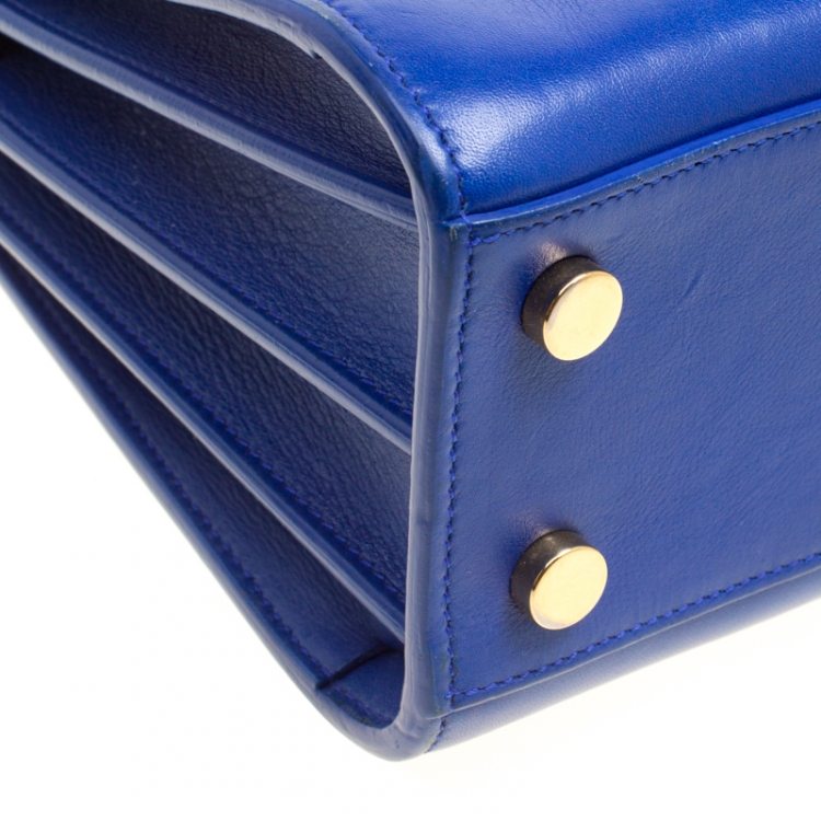 Pre Owned Saint Laurent Blue Leather Nano Classic Sac De Jour Tote
