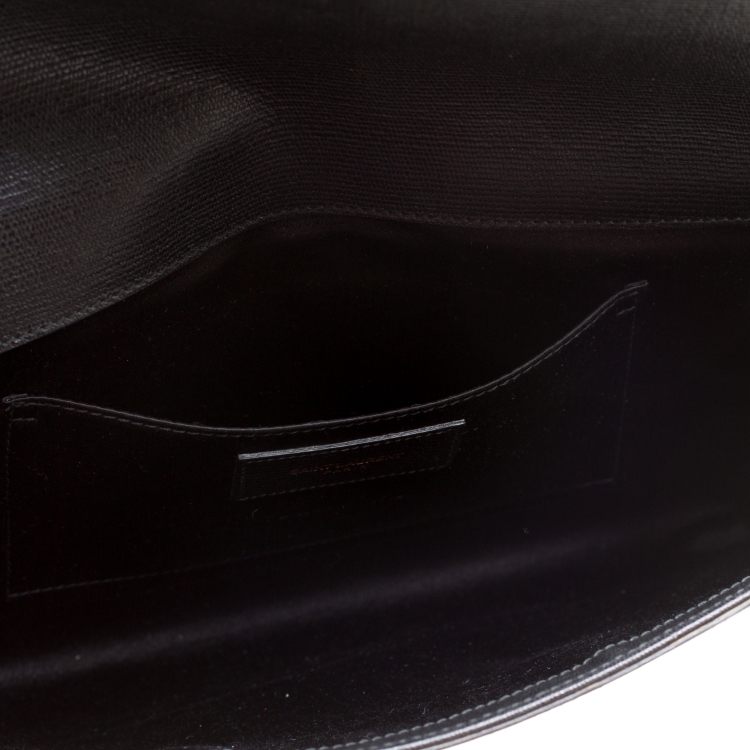 Pre Owned Saint Laurent Black Leather Large Chyc Clutch