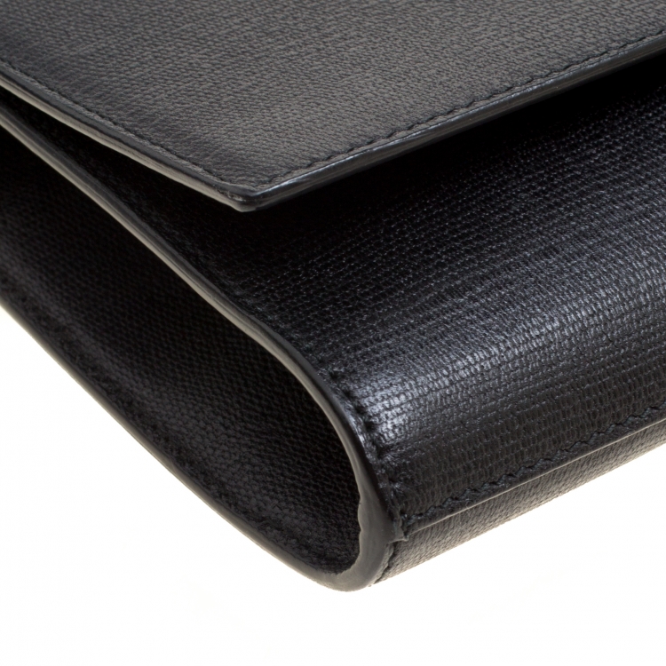 Pre Owned Saint Laurent Black Leather Large Chyc Clutch