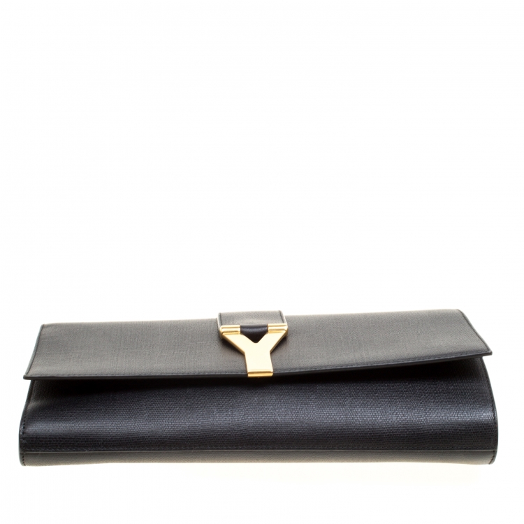 Pre Owned Saint Laurent Black Leather Large Chyc Clutch
