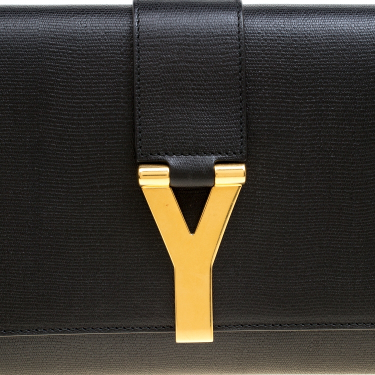 Pre Owned Saint Laurent Black Leather Large Chyc Clutch
