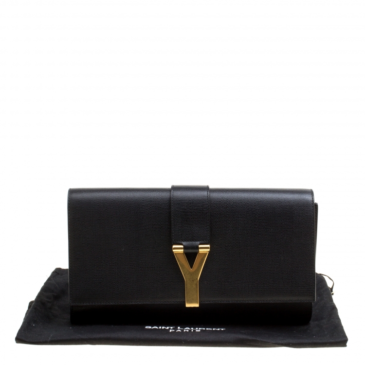 Pre Owned Saint Laurent Black Leather Large Chyc Clutch