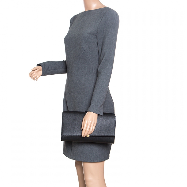 Pre Owned Saint Laurent Black Leather Large Chyc Clutch