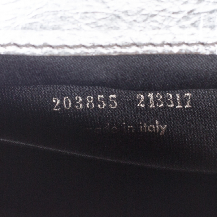 Pre Owned Saint Laurent Metallic Silver Belle De Jour Flap Clutch