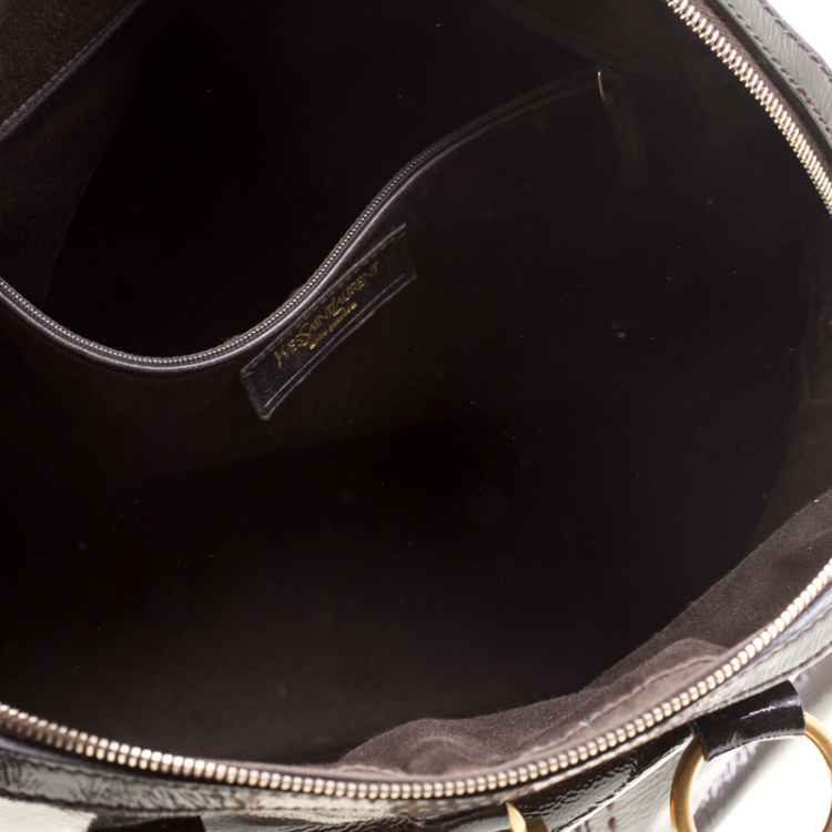 Pre Owned Saint Laurent Black Patent Leather Oversized Muse Satchel