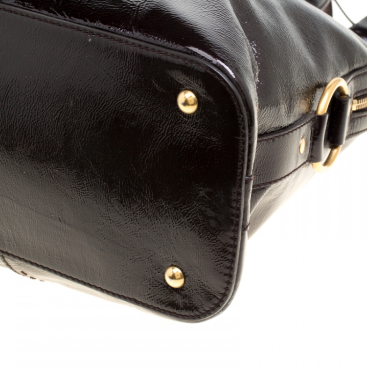 Pre Owned Saint Laurent Black Patent Leather Oversized Muse Satchel