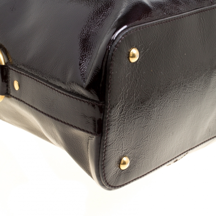 Pre Owned Saint Laurent Black Patent Leather Oversized Muse Satchel