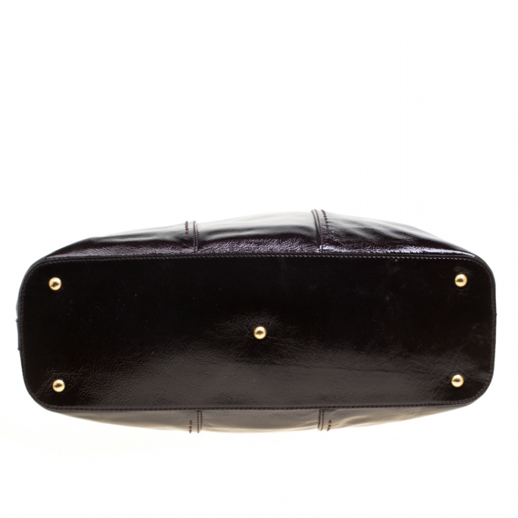 Pre Owned Saint Laurent Black Patent Leather Oversized Muse Satchel