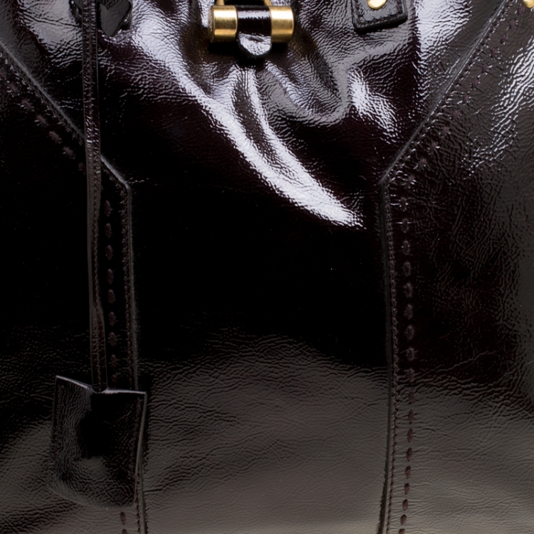 Pre Owned Saint Laurent Black Patent Leather Oversized Muse Satchel