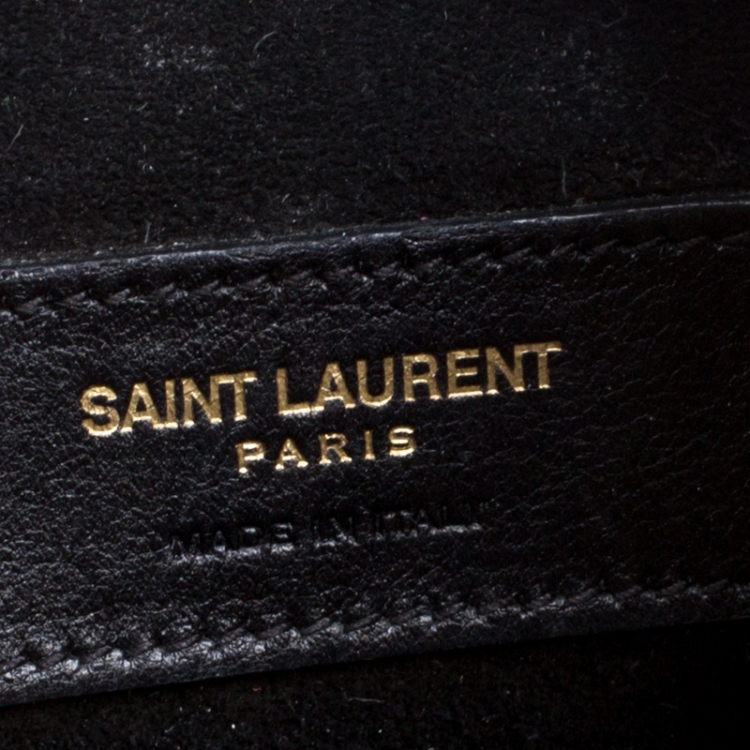 Pre Owned Saint Laurent Black Leather Small Emmanuelle Fringed Bucket Bag