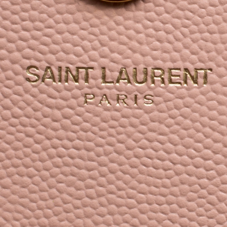 Pre Owned Saint Laurent Beige Monogram Leather Small Kate Shoulder Bag