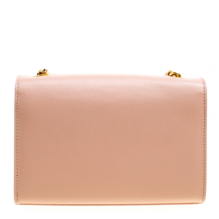 Pre Owned Saint Laurent Beige Monogram Leather Small Kate Shoulder Bag