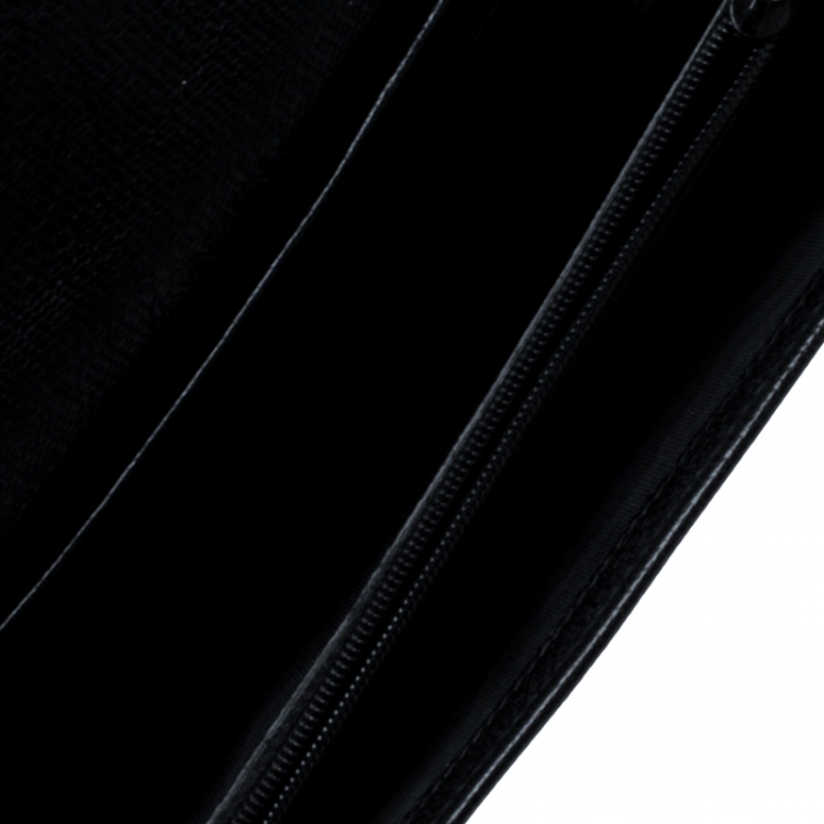 Pre Owned Saint Laurent Black Leather Y Line Continental Wallet