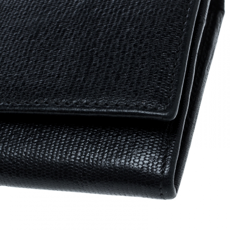 Pre Owned Saint Laurent Black Leather Y Line Continental Wallet