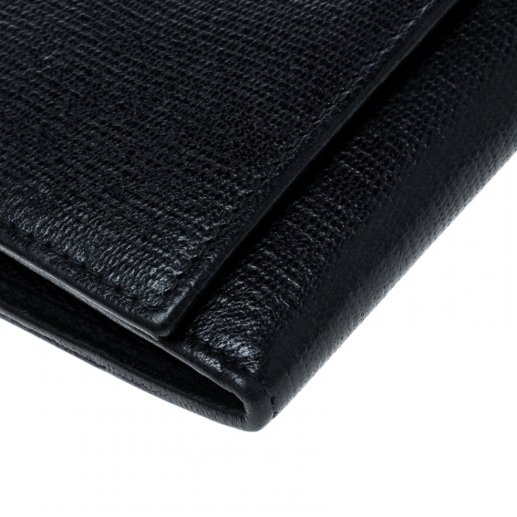 Pre Owned Saint Laurent Black Leather Y Line Continental Wallet