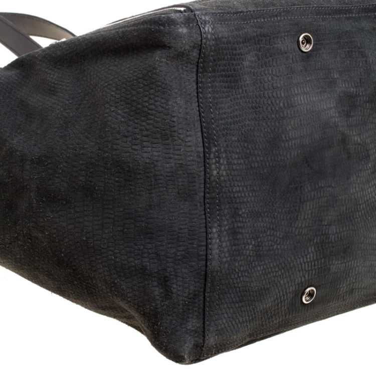 Pre Owned Saint Laurent Grey Suede Medium Downtown Tote