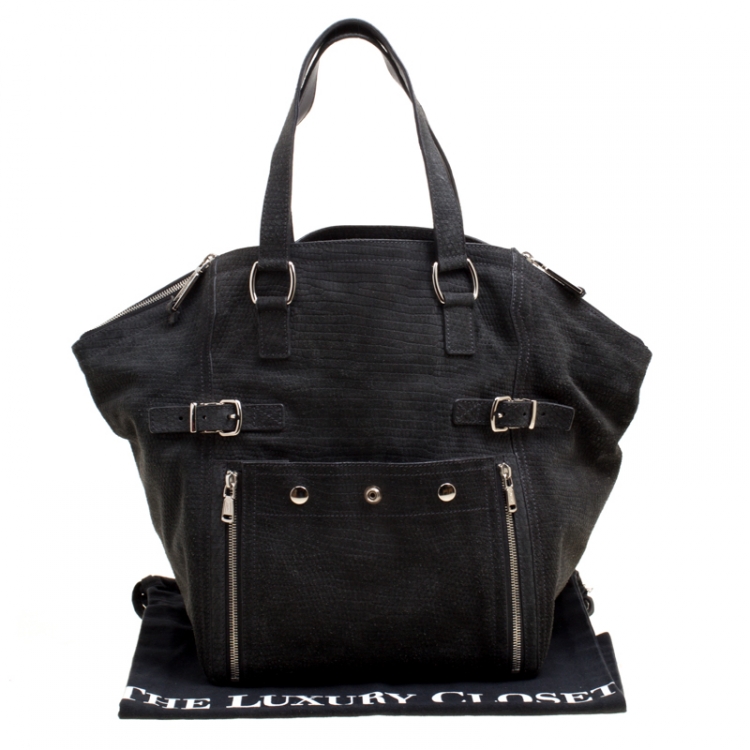 Pre Owned Saint Laurent Grey Suede Medium Downtown Tote