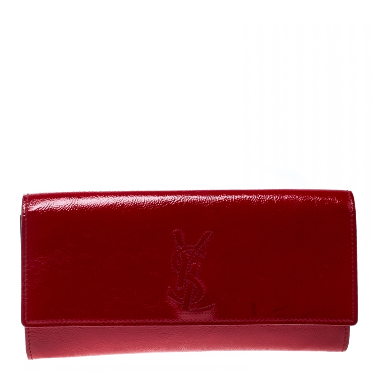 Saint Laurent Red Patent Leather Small Belle De Jour Flap Clutch Saint ...