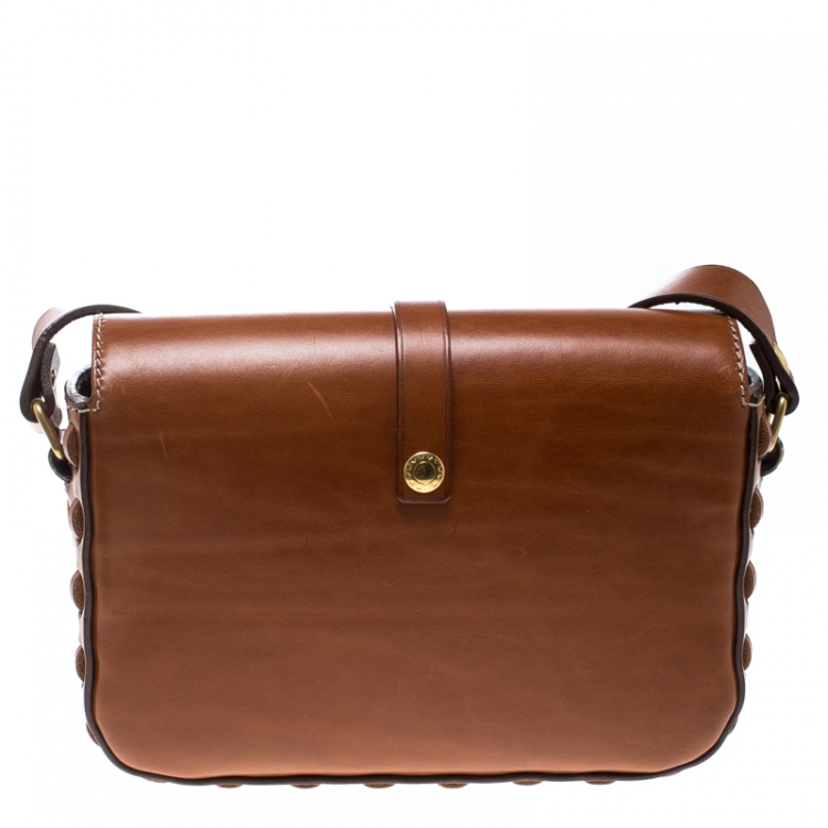Pre Owned Saint Laurent Brown Leather Medium Monogram Université Flap Shoulder Bag