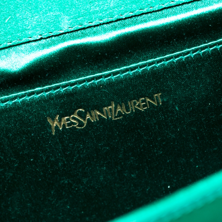 Pre Owned Saint Laurent Green Patent Leather Belle De Jour Flap Clutch