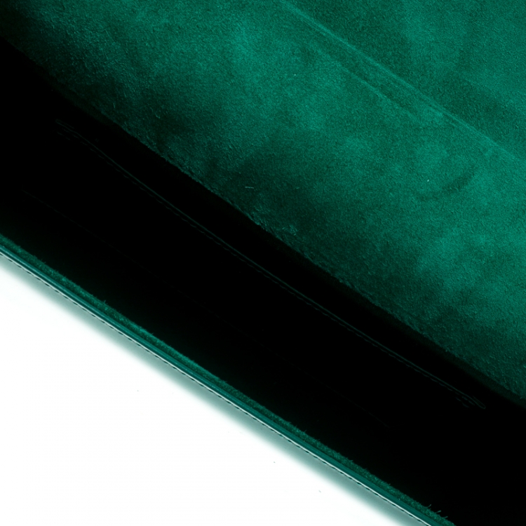 Pre Owned Saint Laurent Green Patent Leather Belle De Jour Flap Clutch