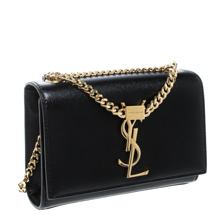 Pre Owned Saint Laurent Black Leather Small Kate Shoulder Bag