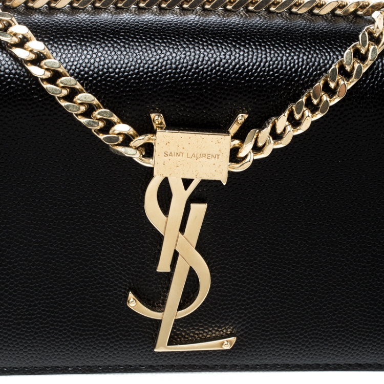 Pre Owned Saint Laurent Black Leather Small Kate Shoulder Bag