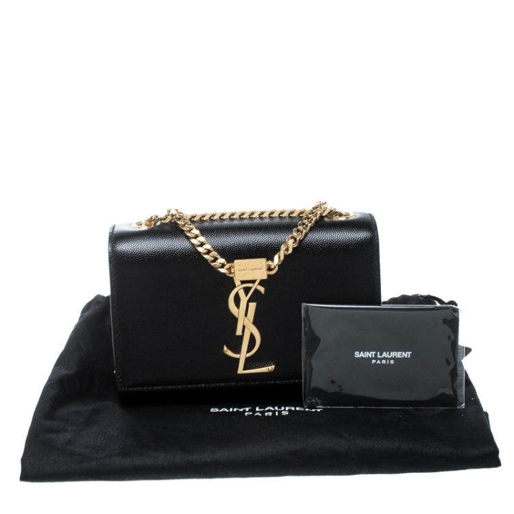 Pre Owned Saint Laurent Black Leather Small Kate Shoulder Bag