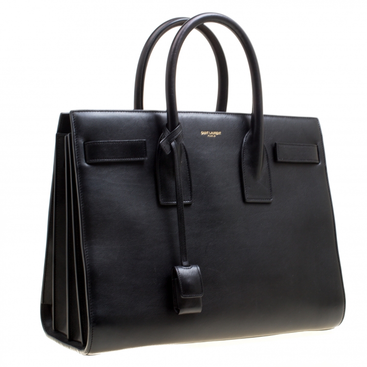 Pre Owned Saint Laurent Black Leather Small Classic Sac De Jour Tote