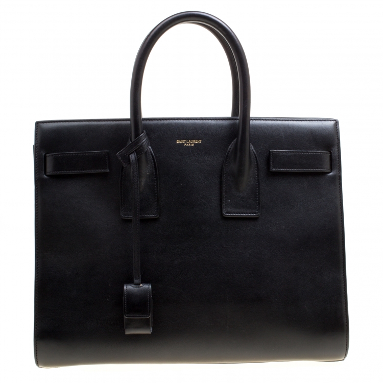 Pre Owned Saint Laurent Black Leather Small Classic Sac De Jour Tote