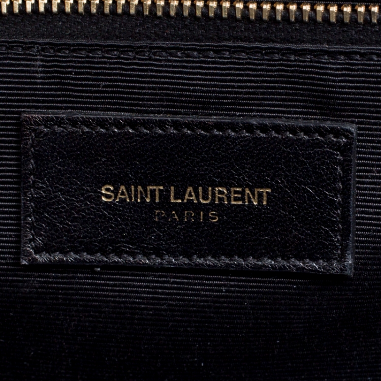 Pre Owned Saint Laurent Blue Leather Monogram Envelope Shoulder Bag