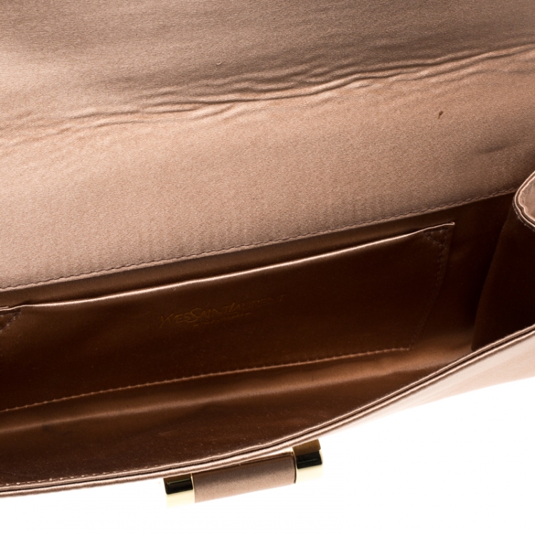 Pre Owned Saint Laurent Dusty Pink Satin Sac Muse Clutch
