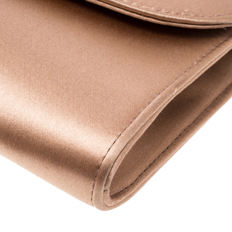 Pre Owned Saint Laurent Dusty Pink Satin Sac Muse Clutch