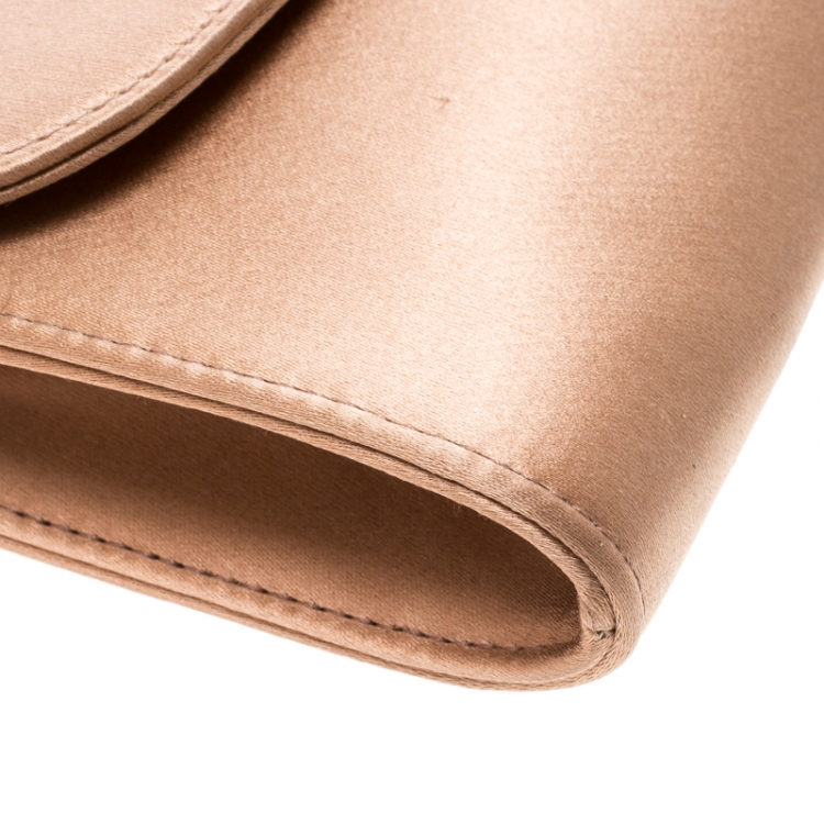 Pre Owned Saint Laurent Dusty Pink Satin Sac Muse Clutch
