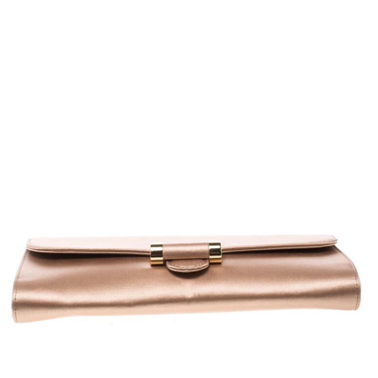 Pre Owned Saint Laurent Dusty Pink Satin Sac Muse Clutch